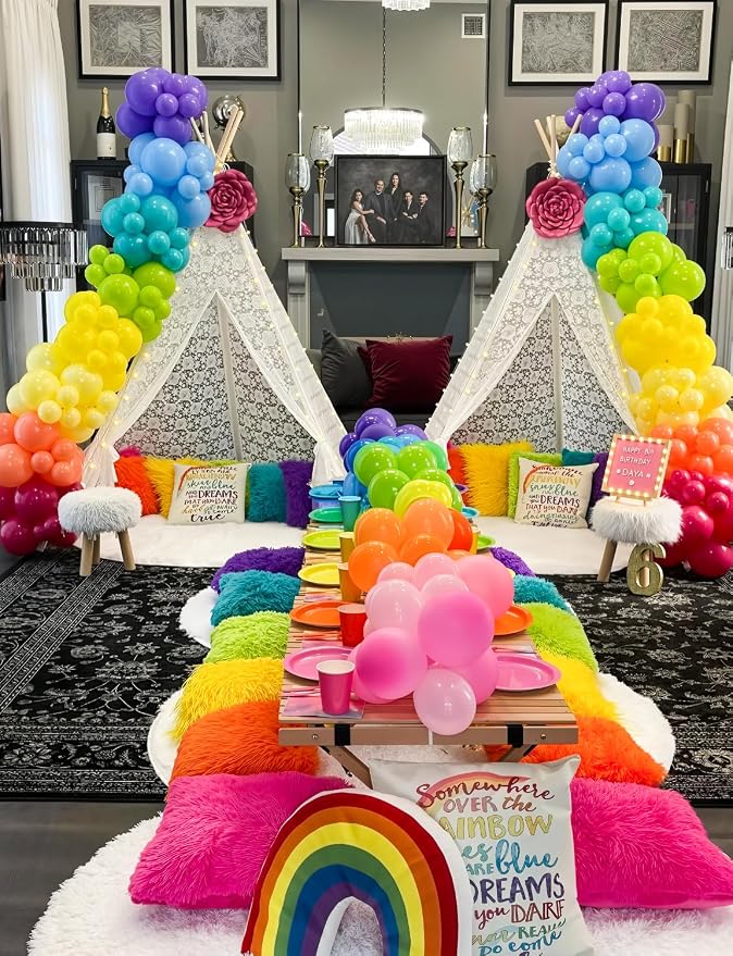Rainbow Balloon Garland Arch Kit, 130 Pcs Back to School Balloon Arch Kit, Colorful Latex Balloons in Mixed Sizes for First Day of School, Back to School Party, Birthday, Baby Shower Decor