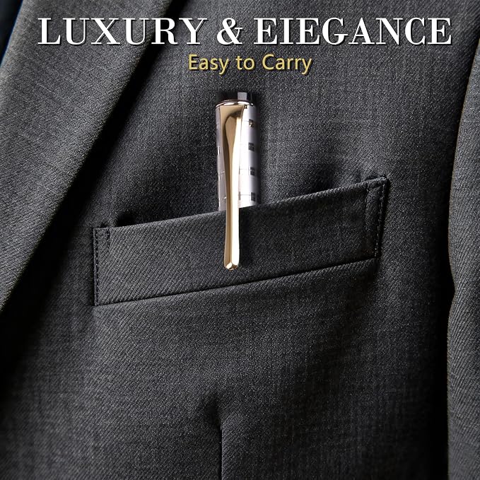 Luxury Gel Ballpoint Pens,Personalized Black Ink Pen Set with 2 Pcs Extras Replaceable Metal Refills, Ultra-Smooth Writing Experience, Perfect for Gifts,Business,Office