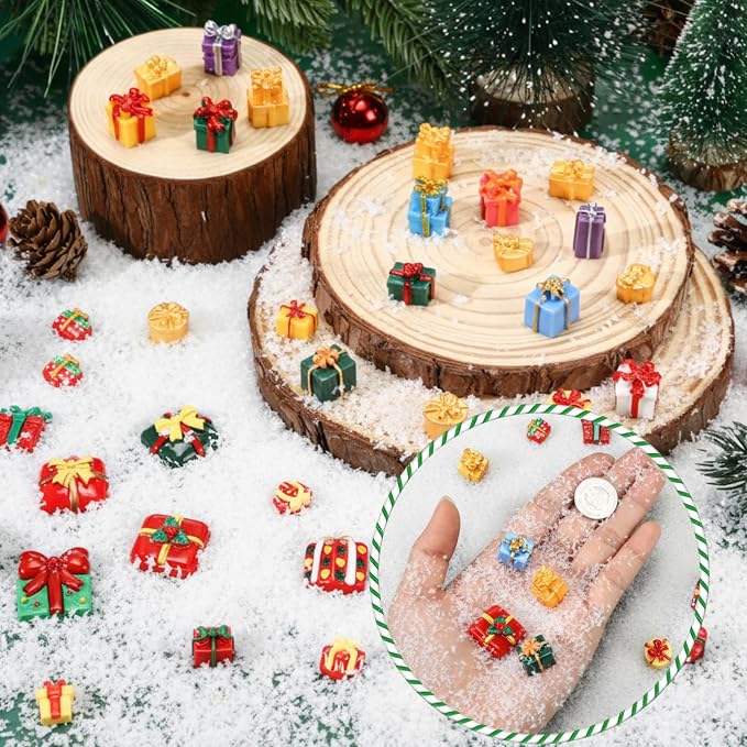 Giegxin 40 Pcs Mini Gift Boxes Resin Charms Bulk Multicolor Miniature Flat Back Cabochon Accessories Cute Embellishments Bulk for Valentines Decoration Jewelry Cellphone Case Scrapbooking DIY