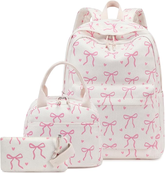 LEDAOU Kids Backpack for Girls Backpacks with Lunch Box, Lightweight Bookbag Set Elementary Middle School Back pack for 8-14