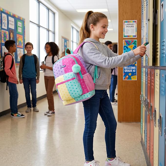 School Backpack for Girls,Kids Backpack with Lunch Box,Lightweight Elementary Bookbag for Girls, Cute Backpacks for School & Travel