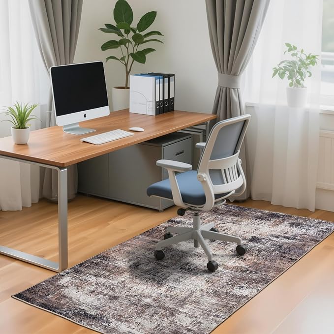 Office Chair Mat Desk Chair Hardwood Mat, Easy Glide Office Rug Under Chair Mat for Home Gaming Rolling Chair Tile Floor,Large Floor Protector Rug,Anti-Slip, Chenille Material (Beige, 48x60)