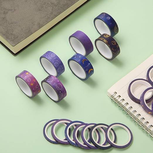 Mr. Pen- Washi Tape Set, 21 Rolls, Assorted Sizes, 5.5 Yards/Roll | Washi Tape for Scrapbook, Arts, Crafts, Journals and Planners, Outer Space Design