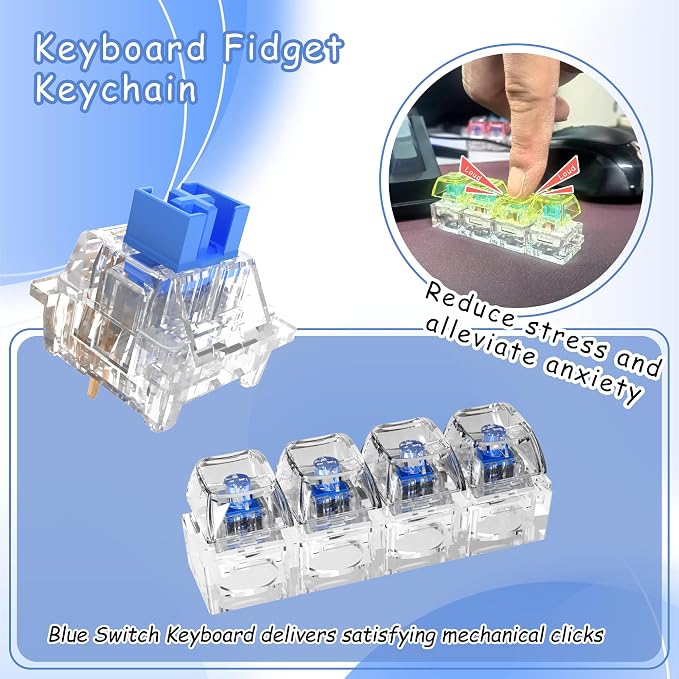 Outemu 90PCS Crystal Blue Clicky Mechanical Keyboard Switches,3-Pin Hot-Swappable Pre-Lubricated Switch with 2 Kailh Switches,Crisp Click Sound,for Gaming Keyboards & 3D Print Accessories