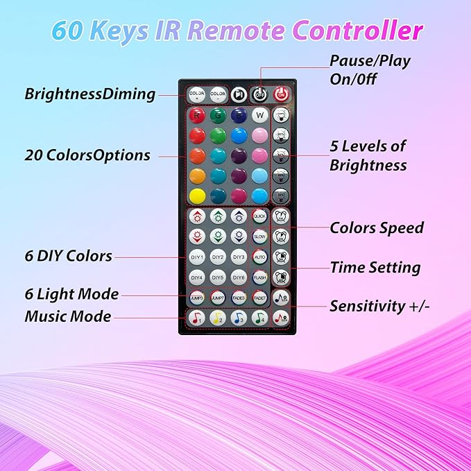 Led Lights for Bedroom 100 ft (1 Roll of 100ft), Music Sync RGB Led Strip Lights with Remote App Control, Color Changing Led Lights for Room Home Kitchen Party Decor