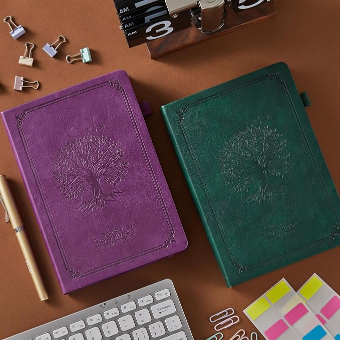 FOCUS DAY A5 Journal Notebook for Women Men, 320 Pages Lined Journaling Notebook with 100GSM Thick Paper, Hardcover Leather Note book for Work Writing Note Taking Diary, School, 5.7'' X 8.4'', Green
