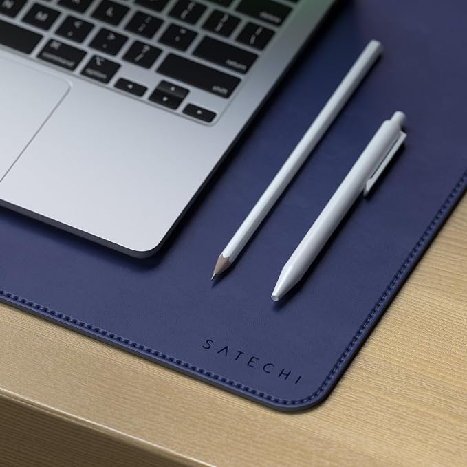 Satechi Vegan Leather Desk Mat, Large Mouse Pad Scratch and Water Resistant, Easy to Clean, Desk Pad for Office and Home, 26.8โ x 12.4โ x 0.1โ - Future Dusk