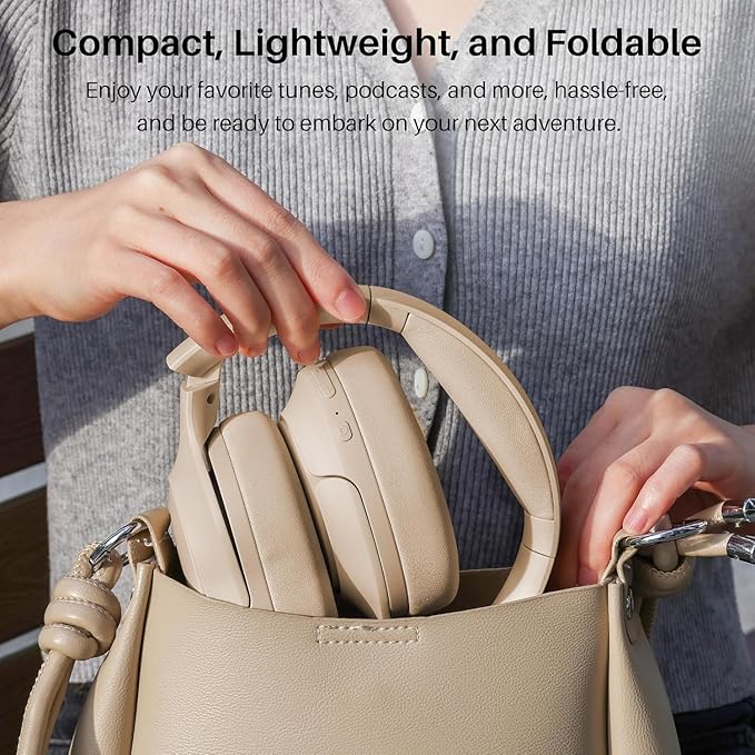 TOZO Hybrid Noise Cancelling Headphones, 90H Playtime Wireless Over Ear Bluetooth Headset, Spatial Audio AI Chat with 5 Mics, Supports Dual Connection and USB-C Input, with 32 EQ Music Modes