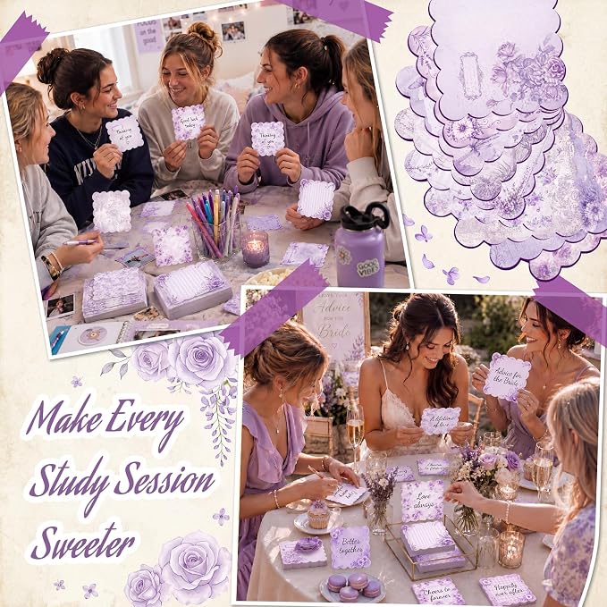 9 Pcs Scalloped Aesthetic Sticky Notes 3x3 Inch Vintage Colors Cute Wavy Self Sticky Note Pads Memo Pads for Journal School Office Supplies Decoupage Craft Stationery Gift(Vintage Purple)