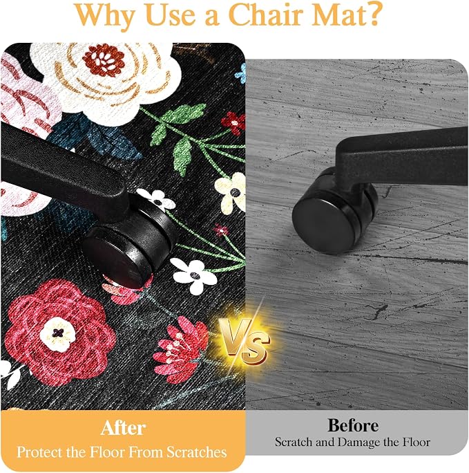 Office Chair Mat for Hardwood Floor & Tile Floor,48"X 60" Heavy Duty Desk Chair Mat for Hard Floors, Under Desk Rug for Rolling Computer Chair,Anti Slip,Low Pile Carpet Protector-Convex Colorful