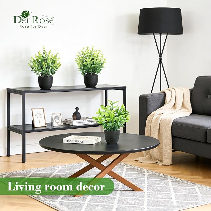 Der Rose 4 Pack Mini Artificial Plants Indoor in Pots Mixed Fake Plants Greenery Set for Black Bathroom Decor Shelf Counter Styling Office Desk Farmhouse Room Decor