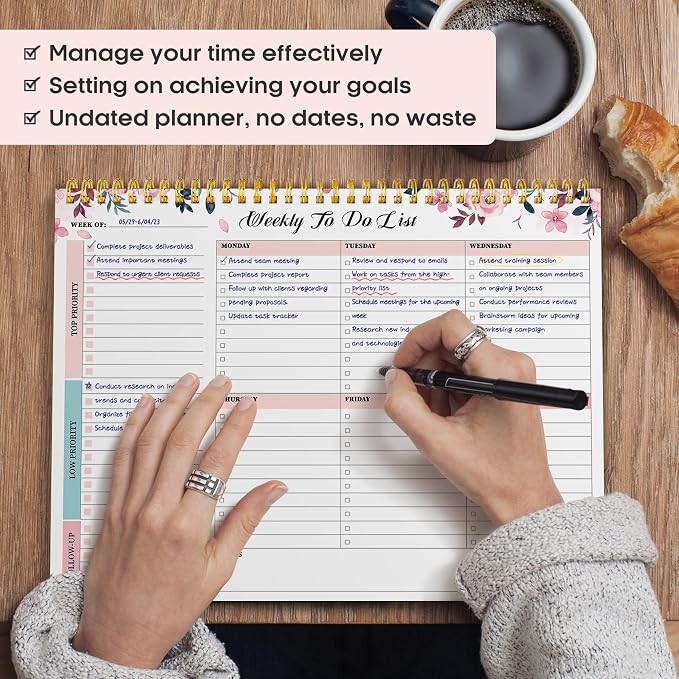 Taja 6 Pack of Weekly To Do List Notepad with 52 Undated Sheets(8.5"×11")- Weekly Desk Planner for Women & Man, Work and Home - 6 Pack Multi