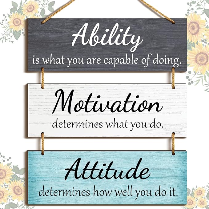 Jetec Office Wall Decor Sign Inspirational Motivational Plaques with Sayings Rustic Wooden Hangings Ability Sign for Coworker Holiday Gift Office Home Artwork Decoration(Fresh Color)