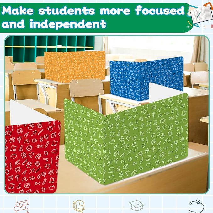 gisgfim 36 Pack Privacy Shields for Student in 12 Vibrant Colors Desk Dividers Durable Privacy Folders Testing Divider Shield Study Boards Panel Partition for Classroom Teacher Back to School Supplies