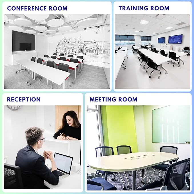 PRO, Stackable & Foldable Conference Room Chairs with 2X Thick Cushion, Lumbar Support, Armrest - Mesh Bouncing Back for Office Meeting, Conference, Training Room Chair 1 Pack