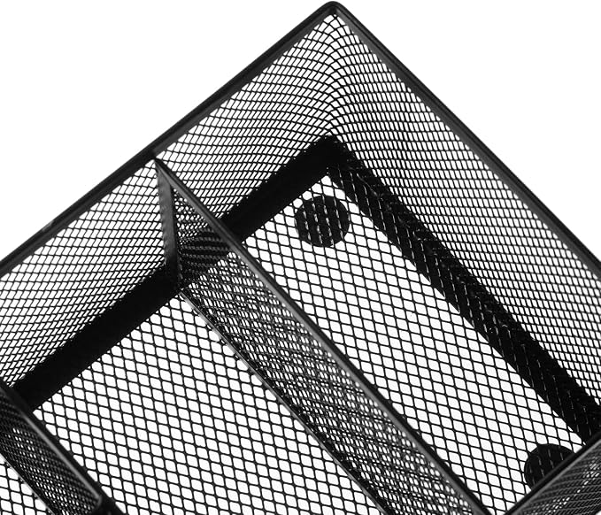 MyGift Black Metal Mesh Desk Organizer Pen Holder Pencil Holder Office Supplies Caddy with 4 Compartments