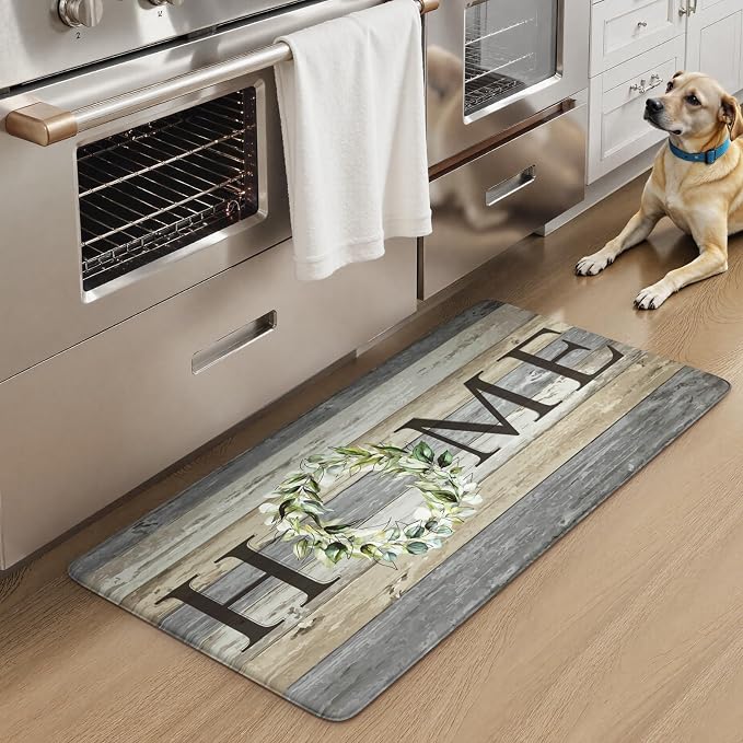 KIMODE Comfort Kitchen Mats Cushioned Anti Fatigue,Farmhouse Spring Kitchen Sink Rug Non Slip,Waterproof Memory Foam Standing Desk Mat for Office Home Doorway,20"x39",Grey