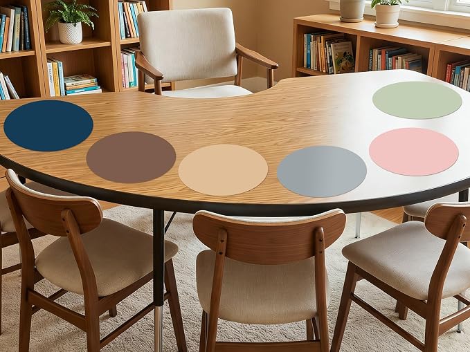 Ireer 12 Pcs 13 '' Dry Erase Dots for Classroom Table Classroom Decor Boho Colorful Stickers for Whiteboard Wall Decor Removable Dry Erase Circles for School Teacher Supplies(Neutral,Morandi Color)