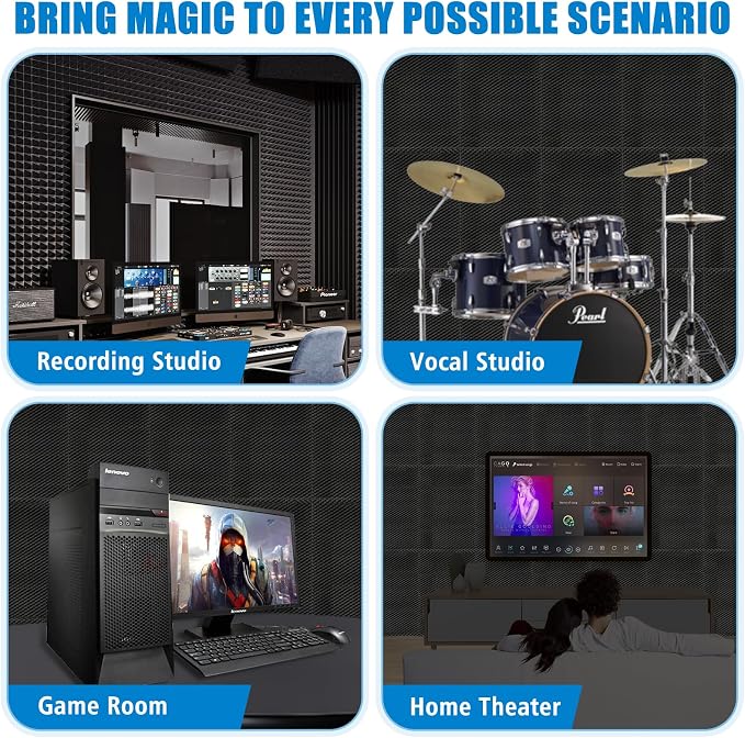 2 Pack Acoustic Panels,48X24X2 Inches Egg Crate Foam soundproof wall Panels,Sound Proof Foam Panels for Walls, Noise dampening Panels,Sound Panels, Studio Foam for Wall and Ceiling