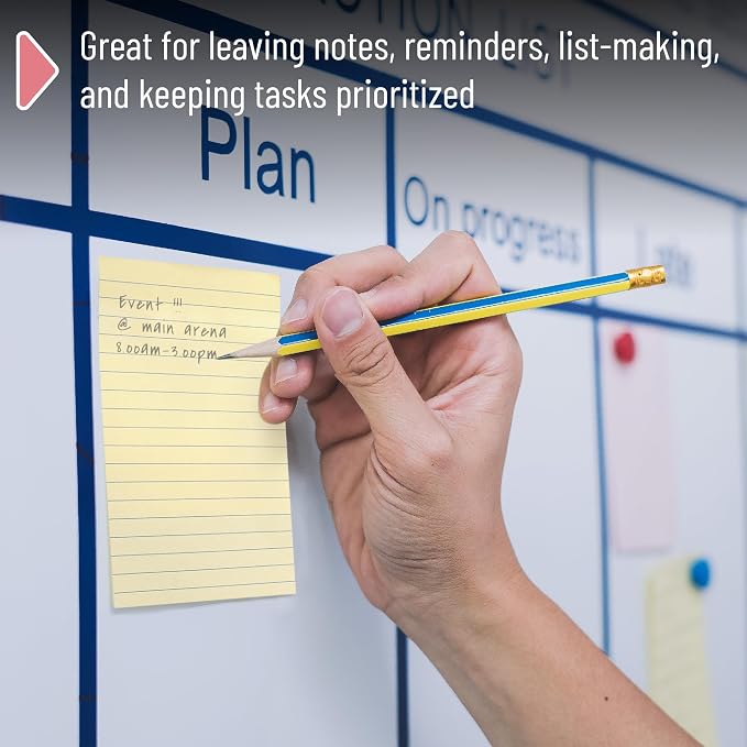 Mr. Pen- Lined Sticky Notes, 4" x 6", 6 Pads, 60 Sheets/Pad, Vintage Color | Sticky Notes with Lines, Ruled Post Stickies, Memo Pads, Self-Stick Note Pad for Office, School, Home, Study