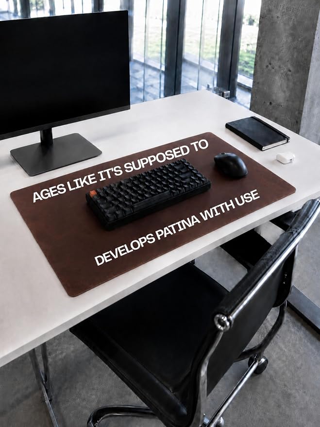 Genuine Leather Desk Pad, Office Desk Mat, Large Desk Blotter, Desk Protector, and Mouse Pad – 31.5" x 15.75" (1.8-2.0 mm) Mocha, Waterproof, Premium Quality for Desk Surface Protection and Comfort.
