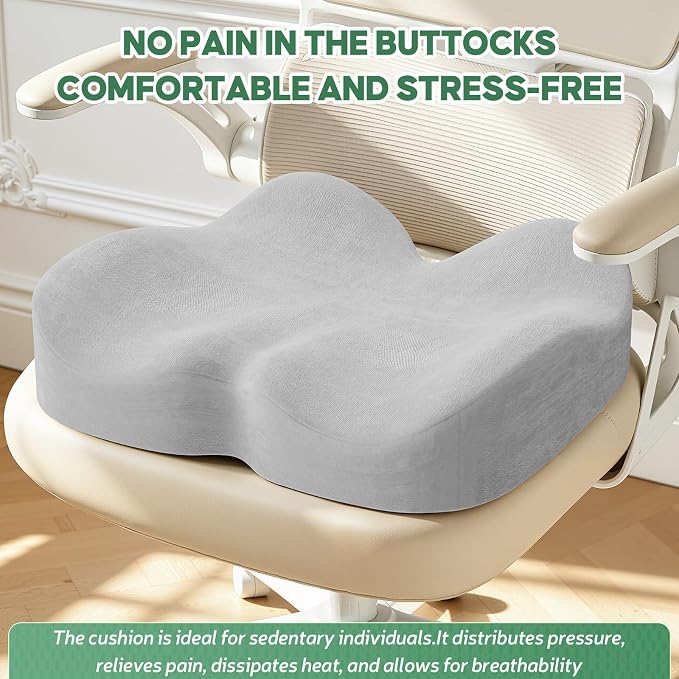 Benazcap Memory Foam Seat Cushion, Ergonomic Office Chair Pressure Relief | Premium memory foam cushion with breathable cover, ergonomic design for office chairs, cars, wheelchairs.