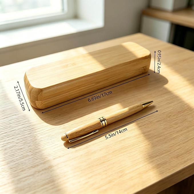 PPersonalized Engraved Ballpoint Pen & Wooden Case Set - Business Wood Pens Gifts for Boss, Doctors, Teachers, Students Ideal for Graduation, Promotion, or Birthday (Bamboo)