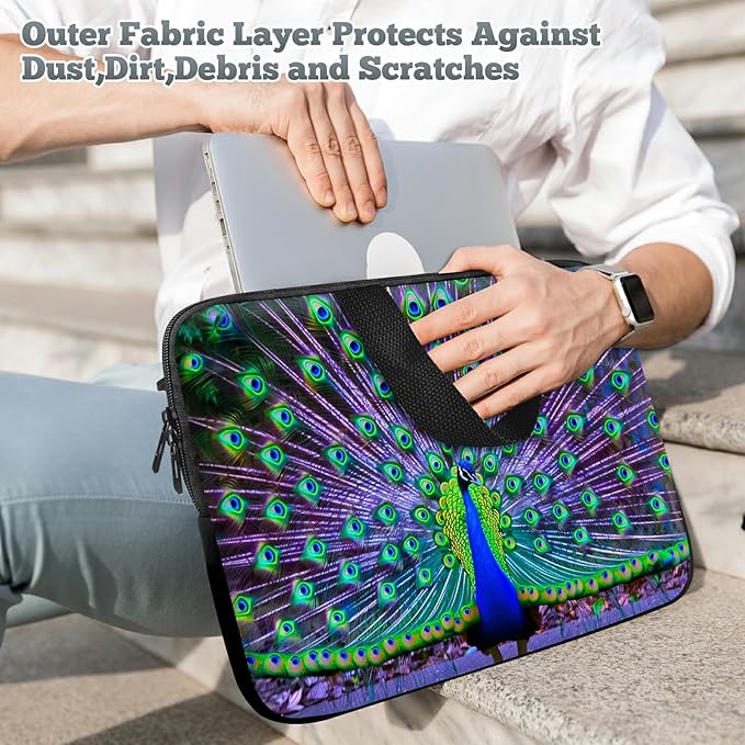 Universal Tablet Laptop Sleeve Case 10 inch, Peacock Slim Carrying Case Travel Laptop Bag Durable Handbag for 7 to 10-inch Laptops/Notebook/Kids Tablet/ipad/eBook Readers