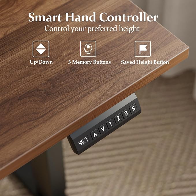 Klicelor L Shaped Electric Standing Desk 63 x 55 inch with Shelf, Height Adjustable Corner Desk, Sit Stand Desk with Storage Shelf, Home Office Computer Table, Light Dark Walnut