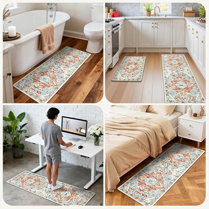Ileading Anti Fatigue Kitchen Rugs Sets of 2 Cushioned Kitchen Mats for Floor Waterproof Kitchen Mat Set Non Slip Comfort Standing Mat for Kitchen, Office, Sink, Laundry