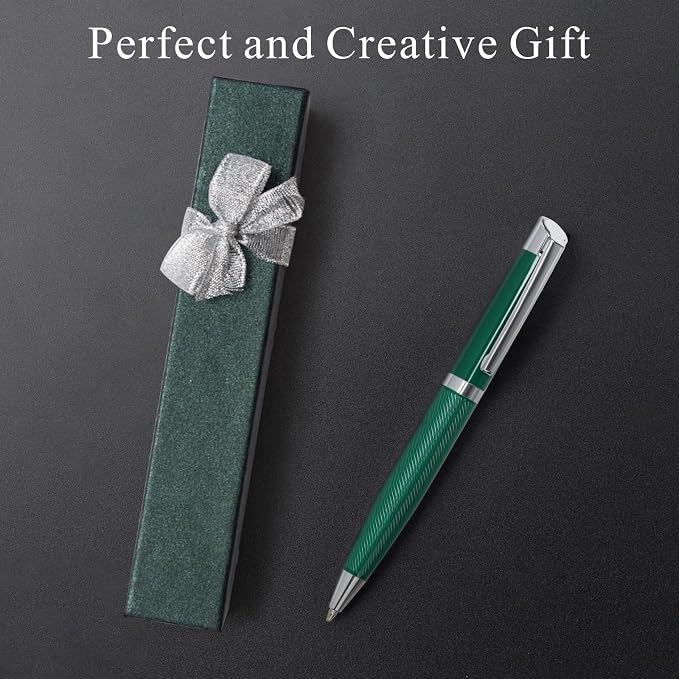 Cambond Ballpoint Pens Black Pens - Bulk Metal Pen for Journaling Gift Business Men Police Flight Attendants 1.0 mm Medium Point Nice Pen, 3 Pens with 3 Refills (Deep Green)