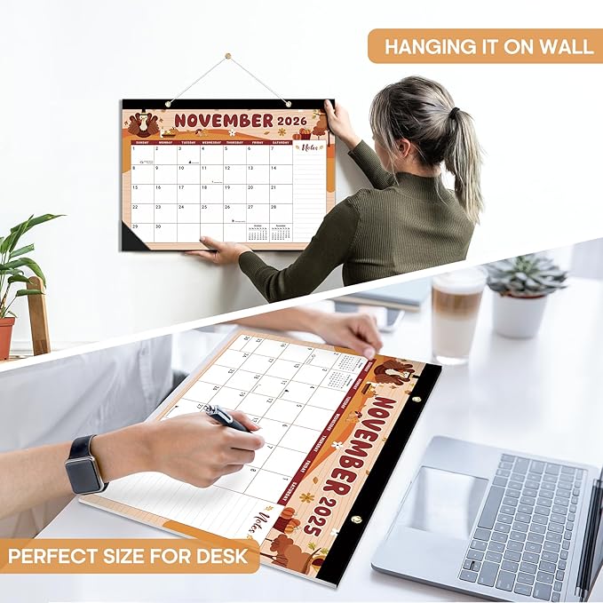 3 Pack of Desk Calendar 2026-2027, 21-Month Calendar Runs Unitl June 2027, Large 17" x 12" Monthly Desktop & Wall Calendar for Home & Office - Watercolor Festival