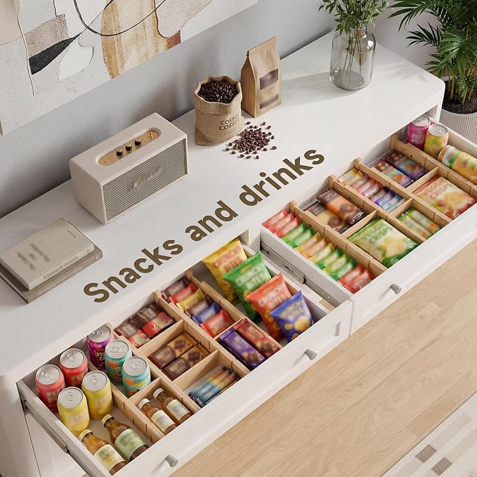 Bamboo Drawer Dividers, Expandable Kitchen Drawer Organizer | Include 8 Dividers, 8 Small Inserts and 8 Medium Inserts for Home, Office, Dressers