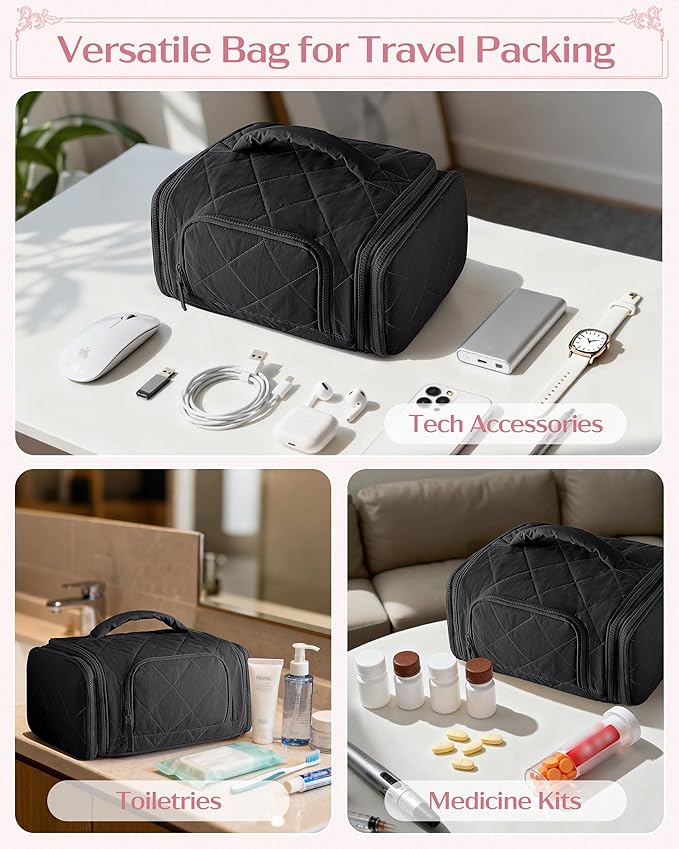 Marscamd Cable Organizer Bag, Travel Cord & Charger Organizer Pouch for Tech Accessories & Electronics, Home Storage, Black