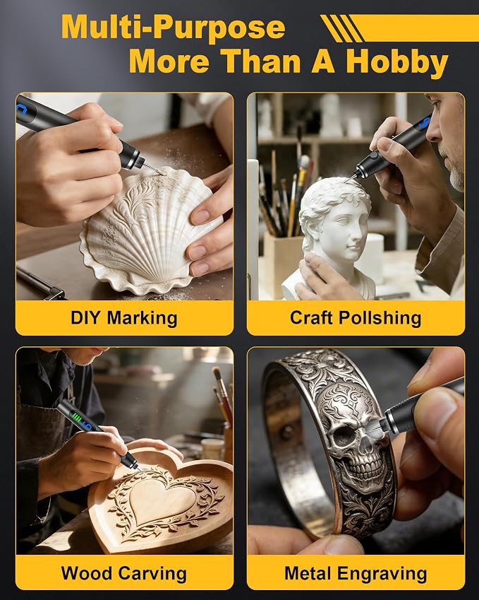 ZYOUO Engraving Pen for Metal, Wood, Glass, Plastic & All Materials - Cool Birthday Gift Ideas - Engraver Pen Tool - Teen Boy Gifts - Unique Gifts for Women, Teenage Girl - Craft Kits for Adults