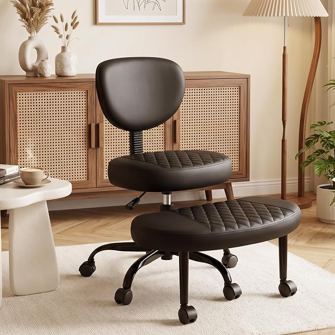 Ergonomic Cross Legged Office Chair with Wheels | Ergonomic Office Chair with Wheels, Adjustable Height for Meditation, ADHD Desk & Yoga, Wide Criss Cross, Lumbar Support