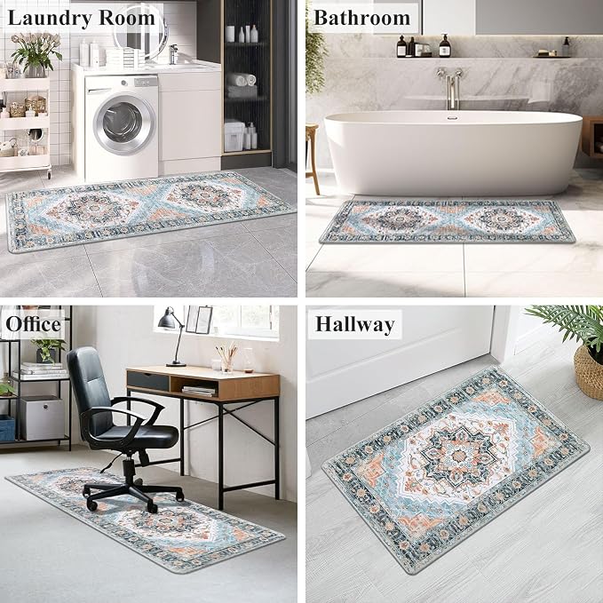 Cushioned Kitchen Rug Sets 3 Piece Anti Fatigue Kitchen Mats for Floor Non Slip Waterproof Kitchen Rugs and Mats Comfort Standing Mat Runner for Home Office,Sink,Laundry