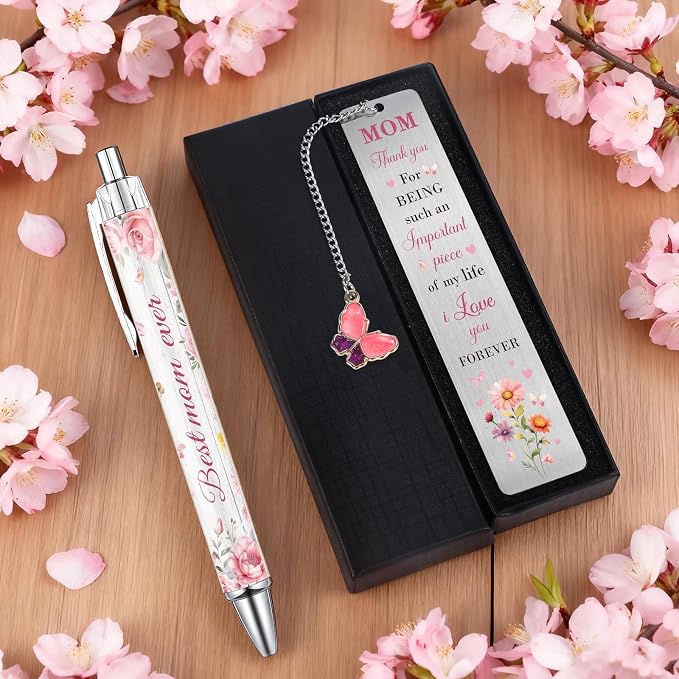 Mom Bookmark with Pen Gifts - Inspirational Mom Gifts for Mama Mother Stepmom, Encouraging Appreciation Mothers Day Retirement Thanksgiving Christmas Birthday Present from Daughter Son