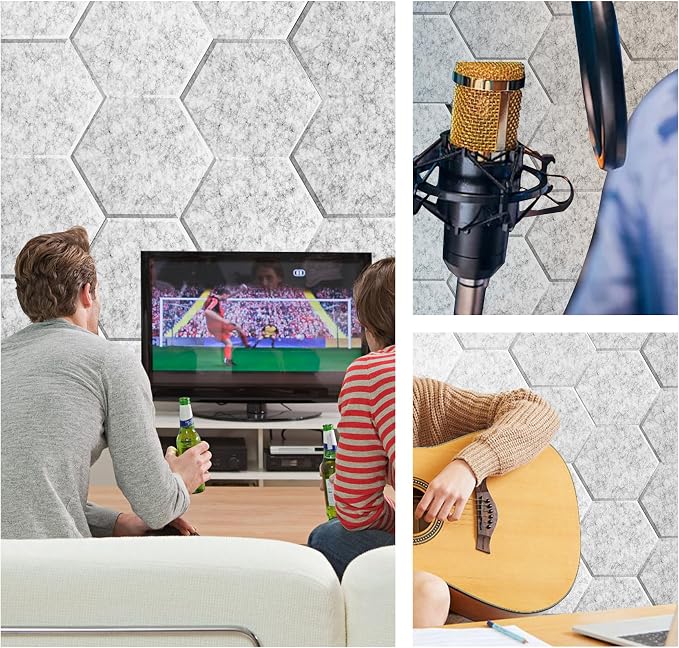 22 Pack Self-Adhesive Sound Proof Foam Panels for Walls, Acoustic Panels 12" x 14" x 0.4" High Density Flat Surface Sound Absorbing Tiles for Home Studio, Office, Gaming Room & Theater