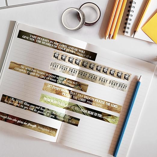 24 Rolls Christian Washi Tape Gifts Bulk Religious Inspirational Scripture Supplies Rustic Bible Verse Washi Tape for Bible Journaling Study Crafting Easter DIY Gifts