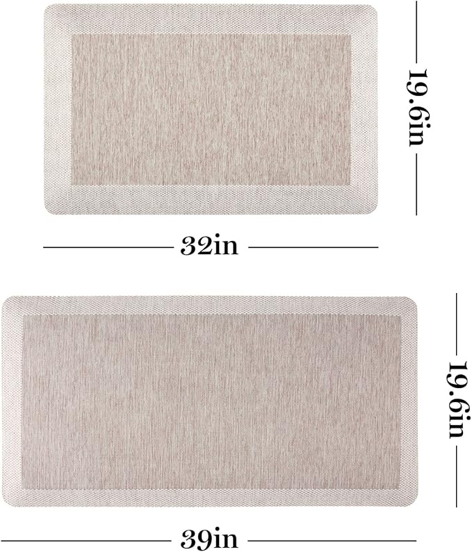 Martha Stewart Mira Modern Heathered Anti-Fatigue Air-Infused Kitchen Mat, Coffee Brown, 19.6"x32"
