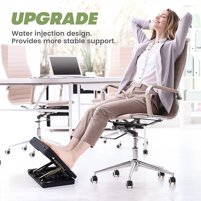 footrest for Under Desk at Work,Height Adjustable Footrest with Massage Roller and Soft Pad, Foldable Ergonomic Foot Rest for Car,Office,Home,Train,Travel,Gaming,Sturdy Metal Frame(Grey)