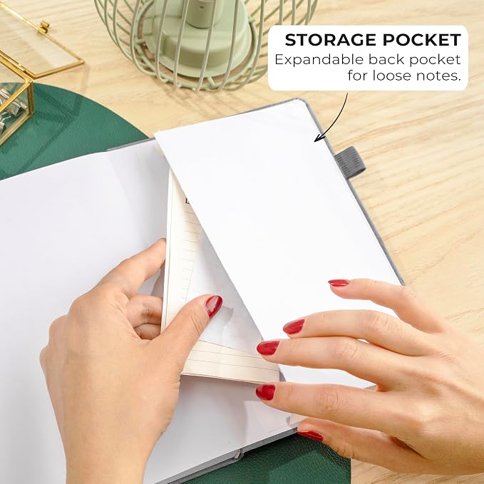 Clever Fox Dotted Journal 2.0 – Compact Planning and Sketching Dot Grid Notebook 120 GSM Thick, No-Bleed Paper – Planner with Pen Loop, Pocket, Ribbons, Stickers A5 - Silver Black