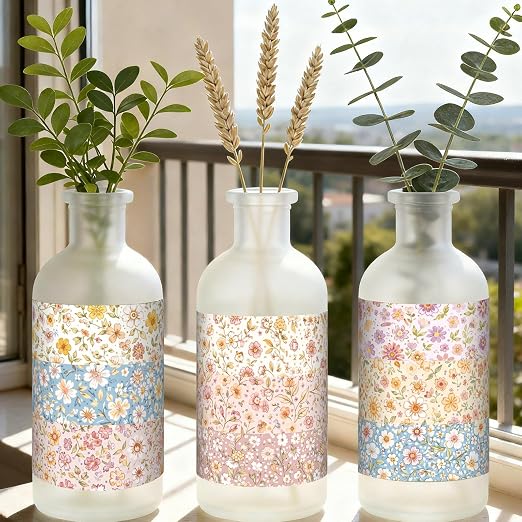 12 Rolls Watercolor Floral Washi Tape Set 15 mm Vintage Flower Decorative Masking Tape for Summer School Arts DIY Craft Scrapbook Journal Supplies Gifts(Vintage,Little Flowers)