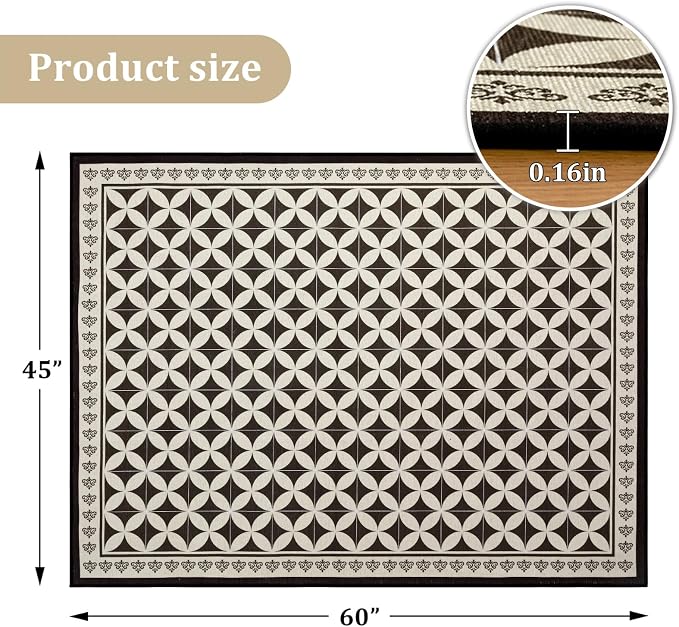 Office Chair Mat for Hardwood Floor, 60"x45" Easy Glide Computer Desk Mat Protector for Rolling Chair Under Desk Rug Nonslip Backing, Machine Wash, (Modern)