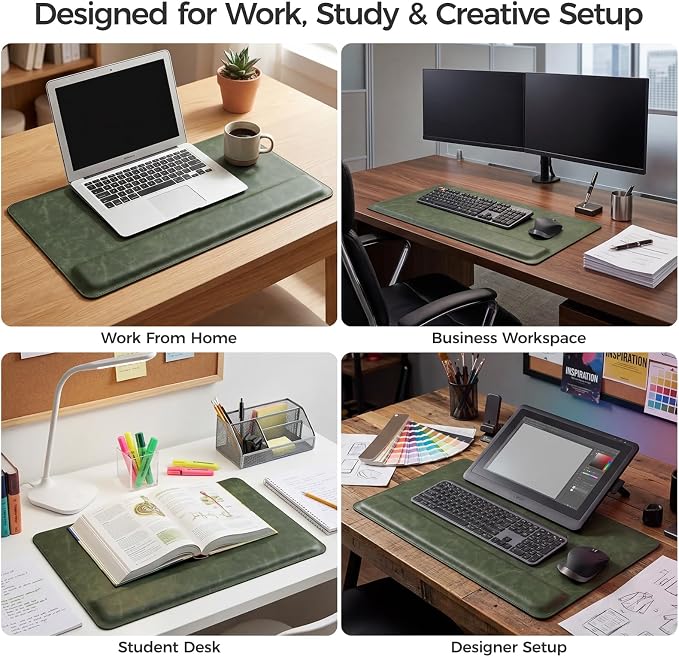 Magnetic Desk Mat System with Wrist Support 80×40cm, Premium Leather Desk Pad with Magnetic Accessories, Waterproof Non-Slip Desk Organizer for Office & Gaming