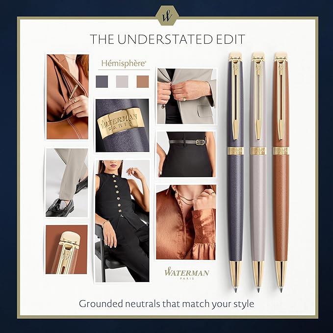 Waterman Hémisphère Fountain Pen | Lava Black (The Understated Edit Collection) | Medium Nib with Blue Ink | Gift Box