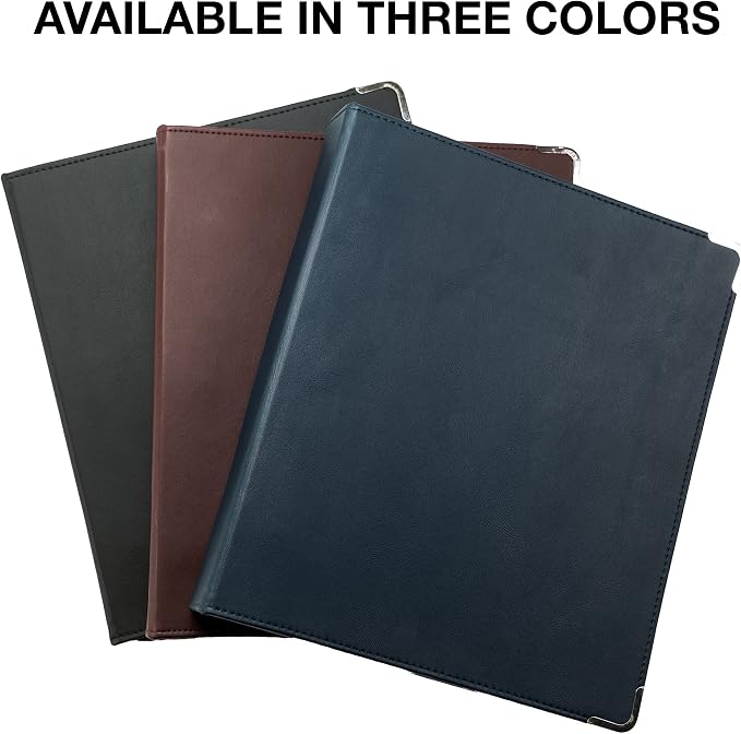 Samsill Leather Binder, Classic Collection - Zippered, Executive Presentation Portfolio, 1.5 Inch Round Ring (Holds 325 Sheets), Silver Corner Accents, Navy