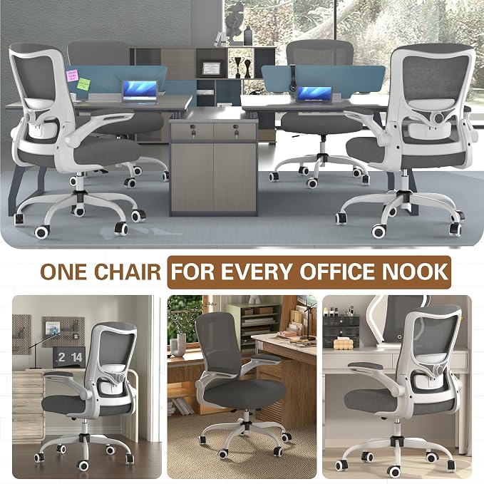 Ergonomic Office Chair for Long Hours, Adjustable Padded Lumbar Support for Lower Back Relief, 330 lb Capacity, Comfortable Computer Desk Chair for Home Office, Work & Study