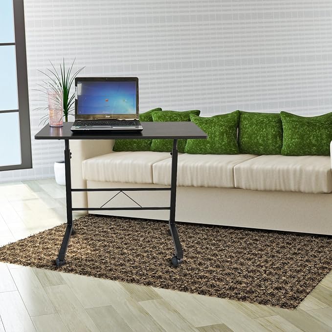 Karl home Side Table Mobile Standing Desk, 31.50" L x 18.11" W, Black | Adjustable Height, Portable Laptop Table, TV Tray Computer Workstation, Sofa Bed Table, For Home Office